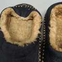 Zigzagger Men's Slip On Moccasin Slippers, Indoor/Outdoor Warm Fuzzy Comfy House Shoes, Fluffy Wide Loafer Slippers,Black, 42-43