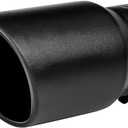 3.5" Inlet Exhaust Tip, Black Stainless Steel Bolt-On Muffler Tip, Car Tailpipe Tip, Slant Cut, Bolt on Installation, 3.5" ID x 4.5"OD x 8.25"L