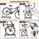 Vertical Bike Stand, Freestanding Upright Floor Rack, Adjustable Height, Space-Saving Indoor Holder for Garage/Apartment, Fits MTB & Road Bike Wheels up to 29in (Black)