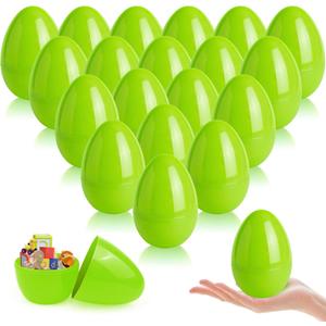 24 Pack Plastic Easter Eggs Large 3.5 Inch Empty Eggs Bulk Fillable for Easter Theme Party Favor Basket Stuffers Holiday Decoration (Green)