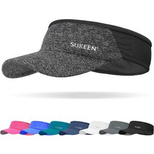 Sukeen Sports Sun Visor Men Women Lightweight Packable Cooling Stretchy Visor Hat for Running, Tennis, Golf (Gray)