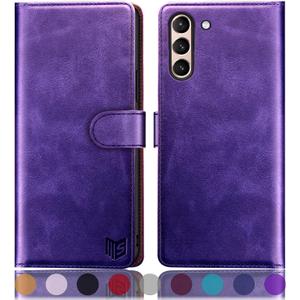 SUANPOT for Samsung Galaxy S21+/S21 Plus 6.7"(Non S21 6.2") with RFID Blocking Leather Wallet case Credit Card Holder, Flip Folio Book Phone case Shockproof Cover Women Men for S21 Plus case Purple