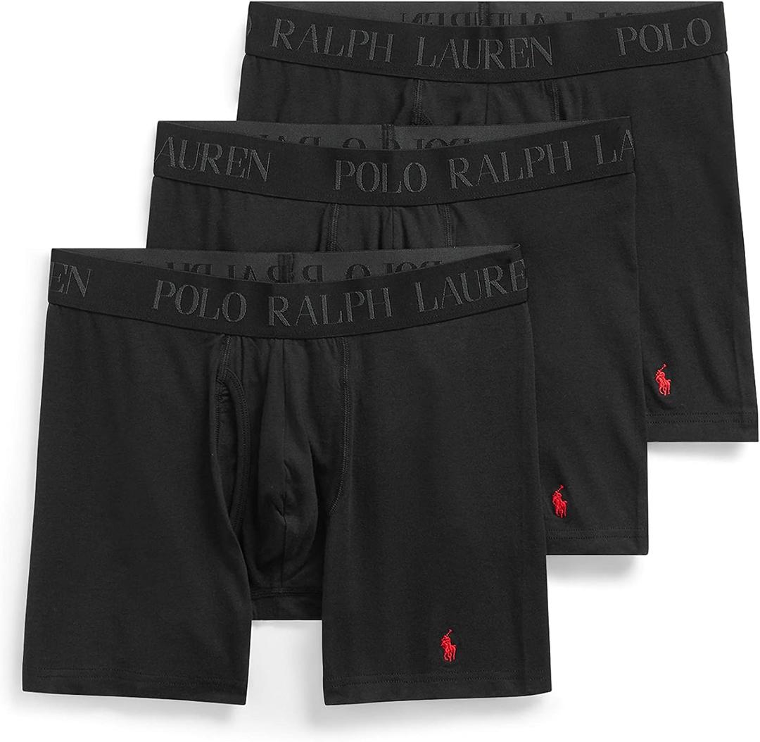 Ralph Lauren Men's 4d Flex Cotton Modal Stretch Boxer Briefs 3-Pack (Size Medium, 3 Polo Black)