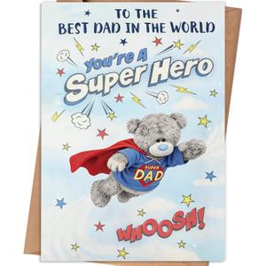 6 x Fathers Day Cards Gift for Dad, Super Dad Card for Dad Daddy, Father's Day Card Gifts from Son Daughter kids, Dads Day Gifts, Fathers Day Card