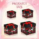 Epakh 4 Pcs Square Nesting Boxes Decorative Gift Boxes with Lids Black Red Hearts Assorted Sizes for Anniversary, Birthday, Wedding, Bridal Shower Party Gifts(Sweet)