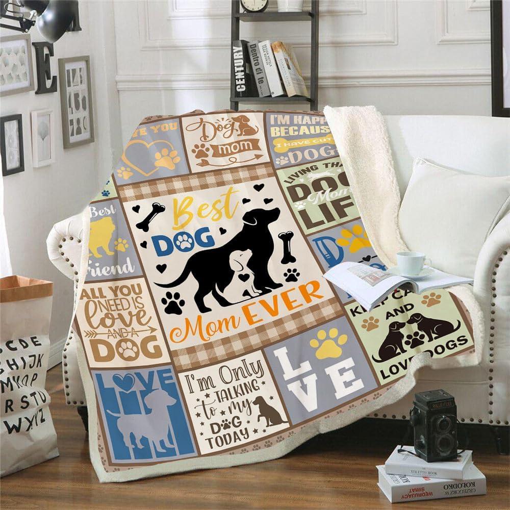 Belperan Dog Mom Gifts for Women Throw Blanket, Gifts for Dog Mom,Lovers, Mothers Day Birthday Blanket 60 x 50 
