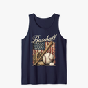 USA Flag Baseball Player Bat Fan Catcher Pitcher Retro Men Tank Top Size L