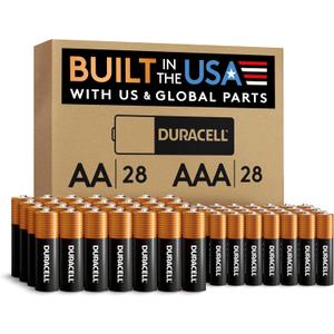 Duracell Coppertop AA + AAA Batteries, 56 Count (Pack of 1), Re-closable for Quick Access and Organized Storage, Includes 28 Double A and 28 Triple A Batteries