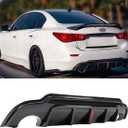 20142017 Compatible with Infiniti Q50, Rear Bumper Diffuser with V2 LED Brake Light, Carbon Fiber Pattern Wheel X