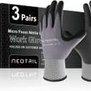 NEOTRIL Safety Work Gloves MicroFoam Nitrile Coated Pairs,Breathable Nylon Working Gloves for Men Women S
