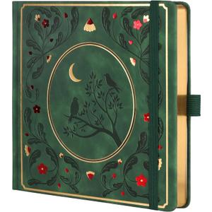 TIEFOSSI Dotted Journal Notebook, Dot Grid Notebook for Women Men, Hardcover PU Leather Journal, 160 GSM Thick Paper, 160 Numbered Pages with Gold Edges, 8 x 8 Square Diary