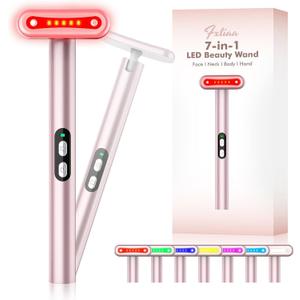 Red-Light-Therapy-for-Face, 7 in 1 LED Light Therapy Eye Equipment for Skin Care at Home Red Light Therapy Face Massager Skin Rejuvenation Light (Rose Golden)