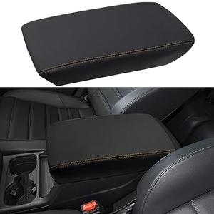 LOCOY Center Console Armrest Cover Fit for Honda CRV Accessories 2023 2024 2025 2026, for CR-V Arm Rest Box Protective Cover, Armrest Lid Leather Cover, Middle Console Pad (Orange Stitches)