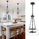 13.78 Inch Black Farmhouse Glass Pendant Lights