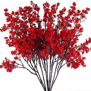 Lansdowns 5 Pcs Babys Breath Artificial Flowers Bulk Real Touch Flowers Fake Flowers Silk Flowers for Home Decor Indoor Floral Arrangement Table Centerpieces Festival Party Decor (Red)