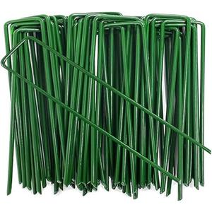 6 Inch Garden Stakes Galvanized Landscape Staples,U-Type Turf Staples for Artificial Grass, Rust Proof Sod Pins Stakes for Securing Fences Weed Barrier, Outdoor Wires Cords Tents Tarps, 50 Pcs