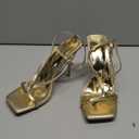 wetkiss Gold Heels for Women Strappy Heels Comfortable Heeled Sandals for Women Dressy Square Toe Stiletto Heel Prom 7