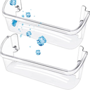 2 Pack UPGRADED Refrigerator Door Bin Shelf Replacement for Frigidaire Electrolux Refrigerator Door Shelf Bin Bottom 2 Shelves - Side Shelf Rack Parts 15x7 inch