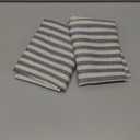 jinchan Striped Linen Kitchen Curtains 20 Inches Length Tier Curtains Farmhouse Modern Cafe Style Small Window Treatments Airy Light Filtering Rod Pocket for Living Room Bathroom 2 Panels Blue