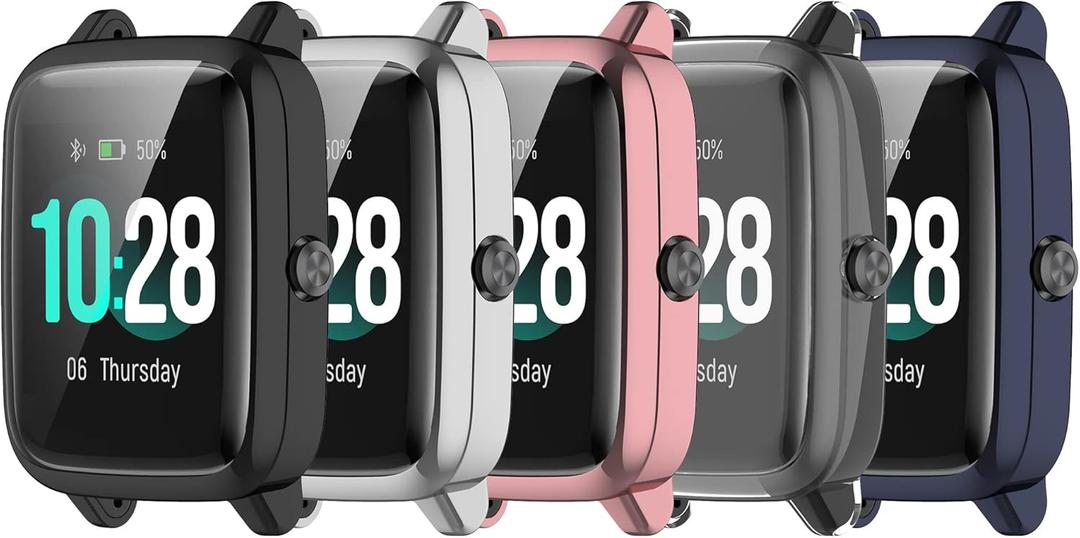 5 Pack Protective Case Compatible with Fitpolo/Yamay/Lintelek/Willful/Letscom/Veryfitpro/Lifebee/HAFURY ID205L IP68 1.3" Touch Screen Smartwatch TPU Case Cover Soft Protector Bumper