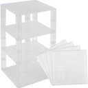 Strictly Briks Stackable Baseplates - Compatible with Lego, 6 x 6 in Baseplates for Buidling Blocks, Display Tower, Expand Vertical Builds, 4 Baseplates & 30 Stakcers, Kids, Clear