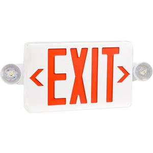 OSTEK Red LED Exit Sign with Emergency LightsTwo LED Adjustable Head Emergency Exit Lights with Battery Backup, Dual LED Lamp ABS Fire Resistance UL-Listed 120-277V