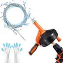 Drain Auger, Clog Remover with Drill Adapter, 25 Feet Flexible Plumbing Snake Use Manually or Powered for Kitchen,Bathrom and Shower Sink, Comes with Gloves (Orange)