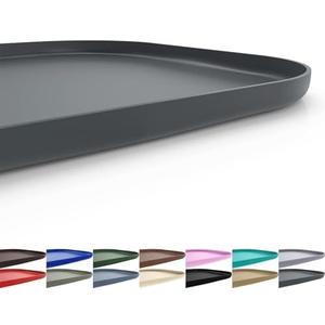 SMILOOL Silicone Pet Feeding Mat with Raised Edge for Food and Water, Dog Bowl Mats, Cat Bowls Placemat with High Lip for Floor Waterproof, Rubber Tray for Cats and Dogs 19 x 12 x 0.7 Dark Grey