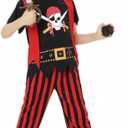 Lingway Toys Kids Pirate Costume,Pirate Role Play Dress Up Completed 8pcs Set for Kids 8-10years
