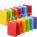24 Pieces Kraft Paper Party Favor Gift Bags with Handle Assorted Colors (Rainbow)
