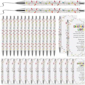 45 Set Glitter Christmas Pens Gifts Bulk Christmas Employee Appreciation Gifts Ballpoint Pens with Thank You Cards for Office Coworker Staff Team Teacher Nurse (Lights)