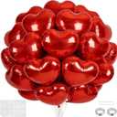 18 Inch Red Heart Balloons, 30 Pcs Foil Heart Shaped Balloon Large Foil Valentines Balloons Helium Support for Valentine's Day Wedding Bridal Engagement Party Anniversary Decorations