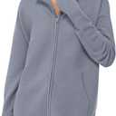PRETTYGARDEN Women Spring 2026 Long Sleeve Zip Up Cardigan Sweaters Casual Loose Collared Ribbed Knit Tops Jackets Thumb Hole (Gray, L)