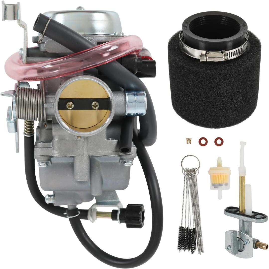 Carburetor Replacement For Kawasaki Bayou 300 KLF300A 1986-1987, KLF300B 1988-2005, KLF300C 1989-2005, Include Air Filter, Fuel Filter, Fuel Petcock
