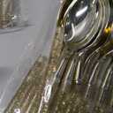 Liacere 150PCS Clear Gold Plastic Plates - Disposable Plastic Silverware with Glitter Bamboo Handle Cutlery-Baroque Clear Gold Disposable Plates for Wedding & Party & Thanksgiving &Fall Decor (Floral)