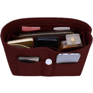 ZTUJO Purse Organizer Insert, Felt Bag Organizer For Handbag Purse Organizer,13 Colors, 6 Size (Small, Wine Red)