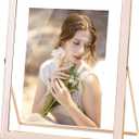 Axeman 8x10 Gold Floating Frame Pink Enamel Picture Frame with Metal Edge for 6x8, 5x7 up to 8x10 Photo Double Glass Floating Picture Frame for Desk Tabletop Shelf Vertical Display