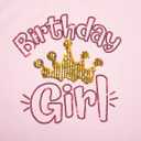 Birthday Shirt Women Birthday Girl Graphic Tee Funny Crop Top Glitter Short Sleeve Crewneck Outfit (Pink, L)