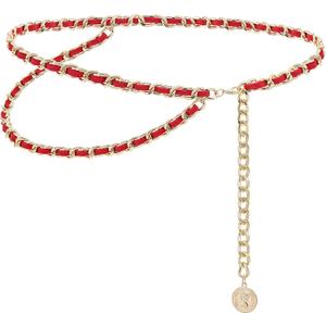 Leather Chain Belts for Women Girls, Layered Body Chain Belts Metal Waist Chain for Dress Vest Jeans
