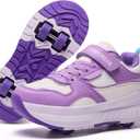 Roller Skate Shoes for Girls Boys Kids Sneakers Detachable 4-Wheels Short-Distance Glider for Beginners Great Gift for Kid, US: 1