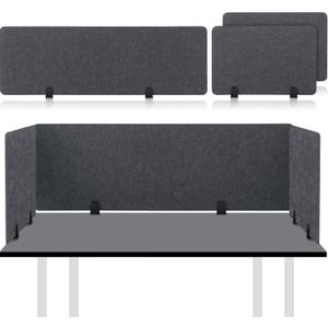 Yaomiao 3 Pcs Acoustic Desk Divider Soundproof Desk Privacy Panel Freestanding Desk Partitions Sound Absorbing for Students Office Reduce Noise Visual Distractions (Dark Gray,60 x 16", 24 x 16")