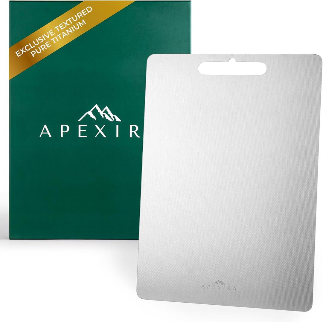 100% Pure Titanium Cutting Board | Dual-Sided Non-Toxic Surface - Dishwasher Safe - Rustproof Healthy Cutting Board for Kitchen Prep - 14x10 inch