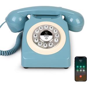 Sangyn Bluetooth Landline Phone with Handset and Speakerphone, Retro Bluetooth Home Phone, Classic Bluetooth Desk Phone, Cordless Bluetooth Telephone with USB Rechargeable