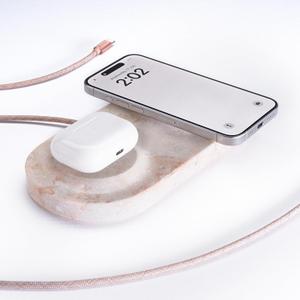 Einova Dual Classic Stone  Dual Wireless Charging Pad in Genuine Marble, Designed in Italy, Qi Certified, for Smartphones, Wireless Earbuds & More  Cream Marble