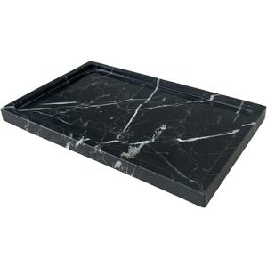 Natural Black Marble Vanity Tray, 10"x6" Genuine Marble Stone Tray for Bathroom/Kitchen/Dresser