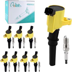 Black DG508 Ignition Coil Pack 8PCS/SP493 SP479 Spark Plug 4.6L 5.4L V8 For F150 F250 F350 E150 E250 E350 E450 Econoline Super Duty Excursion Expedition,Lincoln Navigator Town Car Mercury Grand DG457