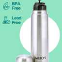 Milton Thermosteel Flip Lid 1000, Double Walled Vacuum Insulated Thermos 1000 ml | 34 oz | 1 Ltr | 24 Hours Hot and Cold Water Bottle with Cover, Stainless Steel, BPA Free,Leak Proof | Silver