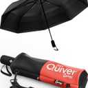 REPEL Windproof Travel Umbrella - Compact & Withstands Winds up to 85MPH , Strongest Premium Auto Folding Umbrella for Rain and Sun - Durable, Light & Portable for Women & Men , Fits Backpack & Cars (Black Umbrella + Black & Red Carrying Sling)