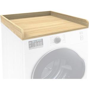 Washer Dryer Countertop Only,Edge Rails-27.5" Depth*27.5" Width Laundry Room Organization,High-Adhesion Non-Slip Protective Layer,with Edge Rails (Light Wood)