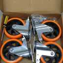 5 inch Swivel Plate Casters Wheels with Screw Safety Dual Locking and Polyurethane Foam No Noise Wheels,Heavy Duty-550 Lbs Per Caster